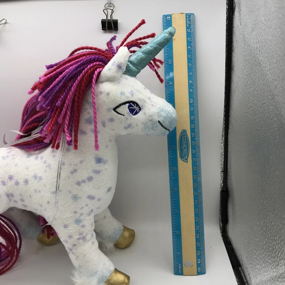 Douglas Toy  UNI the Unicorn Rainbow Yarn Hair Gold Hoofs Embroidered Eyes